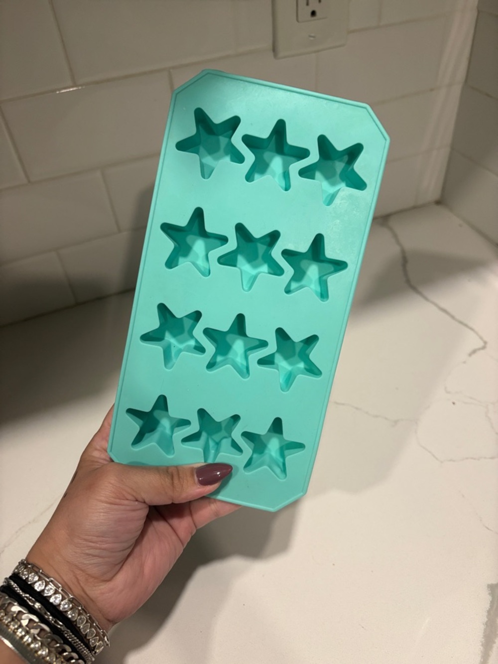 Star-Shaped Silicone Ice Cube Tray - Mint Teal